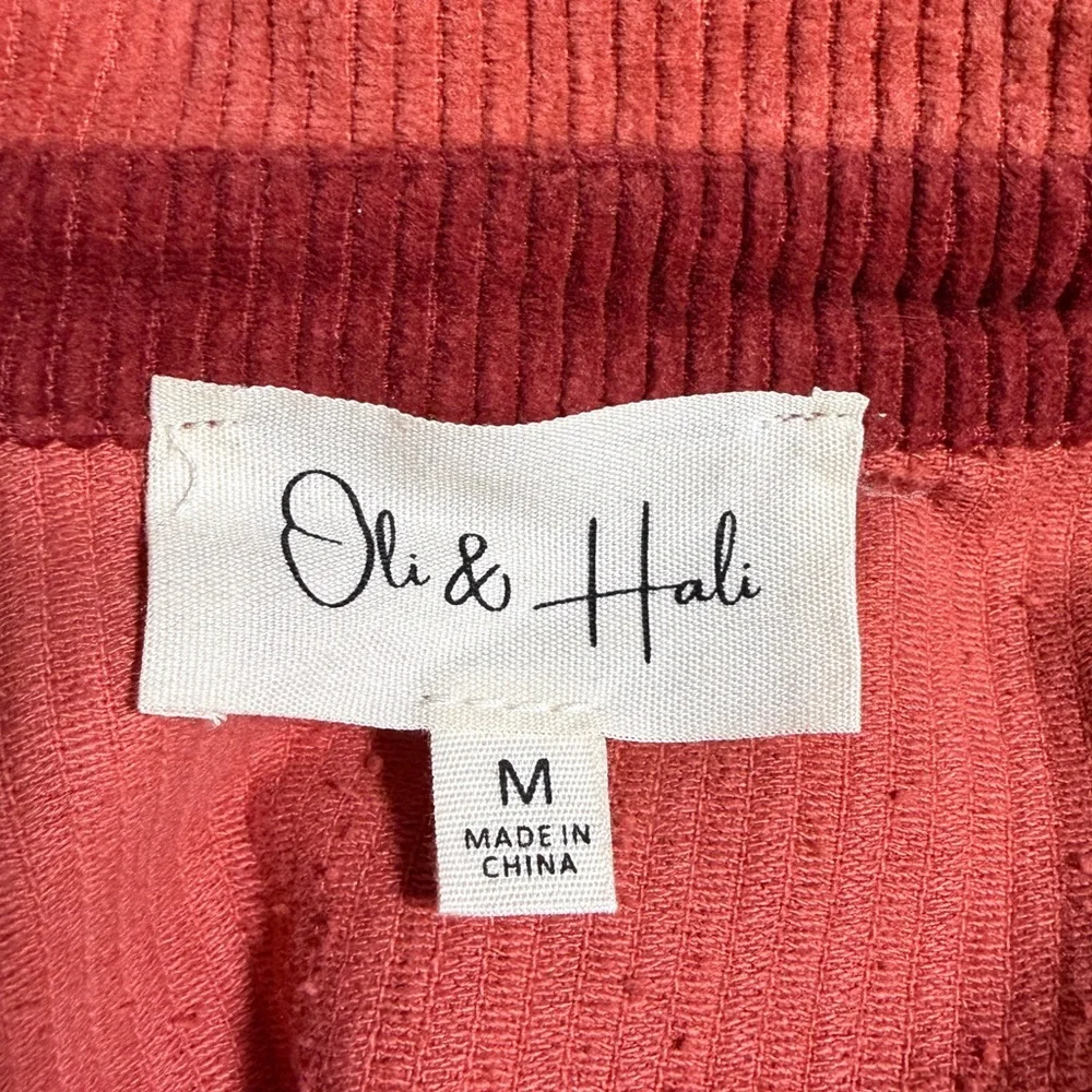 Oli & Hali Raw Edge Oversized Button Down Pocketed Corduroy Shacket Size M - Picture 12 of 14